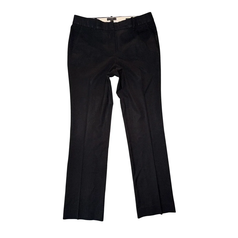 J.Crew Womens Black Tollegno 1900 Italian Wool Straight Leg Dress Pants 8 A10